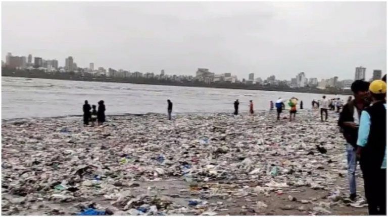 Viral Video Shows Tons of Plastic Waste Washed Up At Mumbai Beach, BMC Responds. Watch